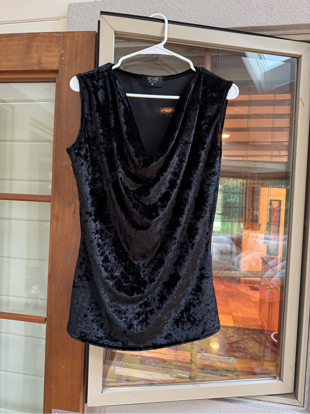 Black Velvet Cowl Neck Sleeveless Top